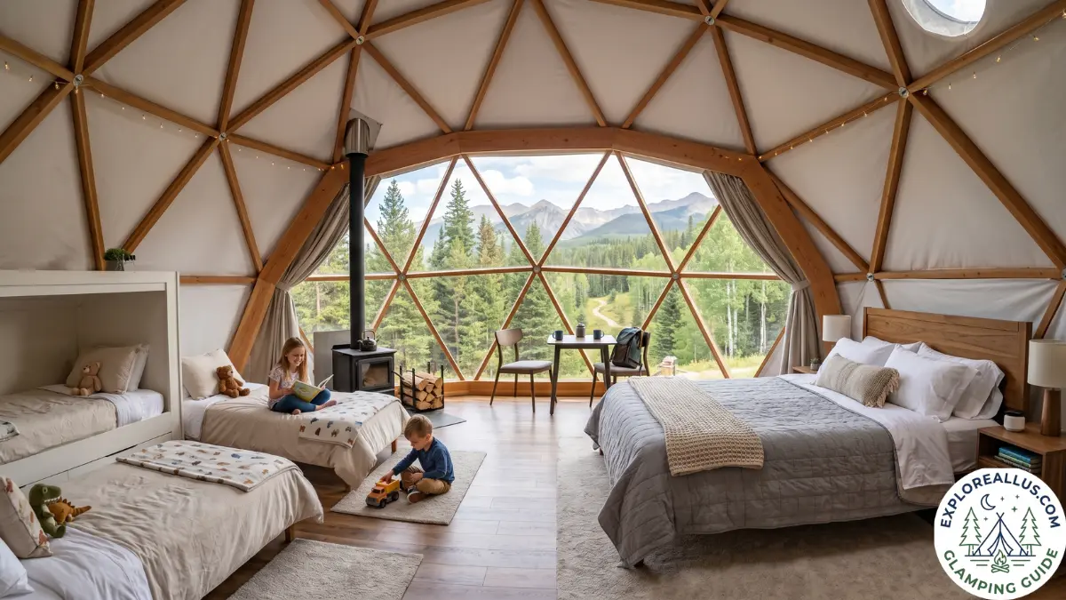 Geodesic dome for family glamping