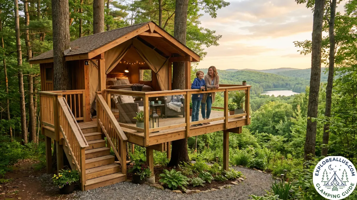Tree house family glamping